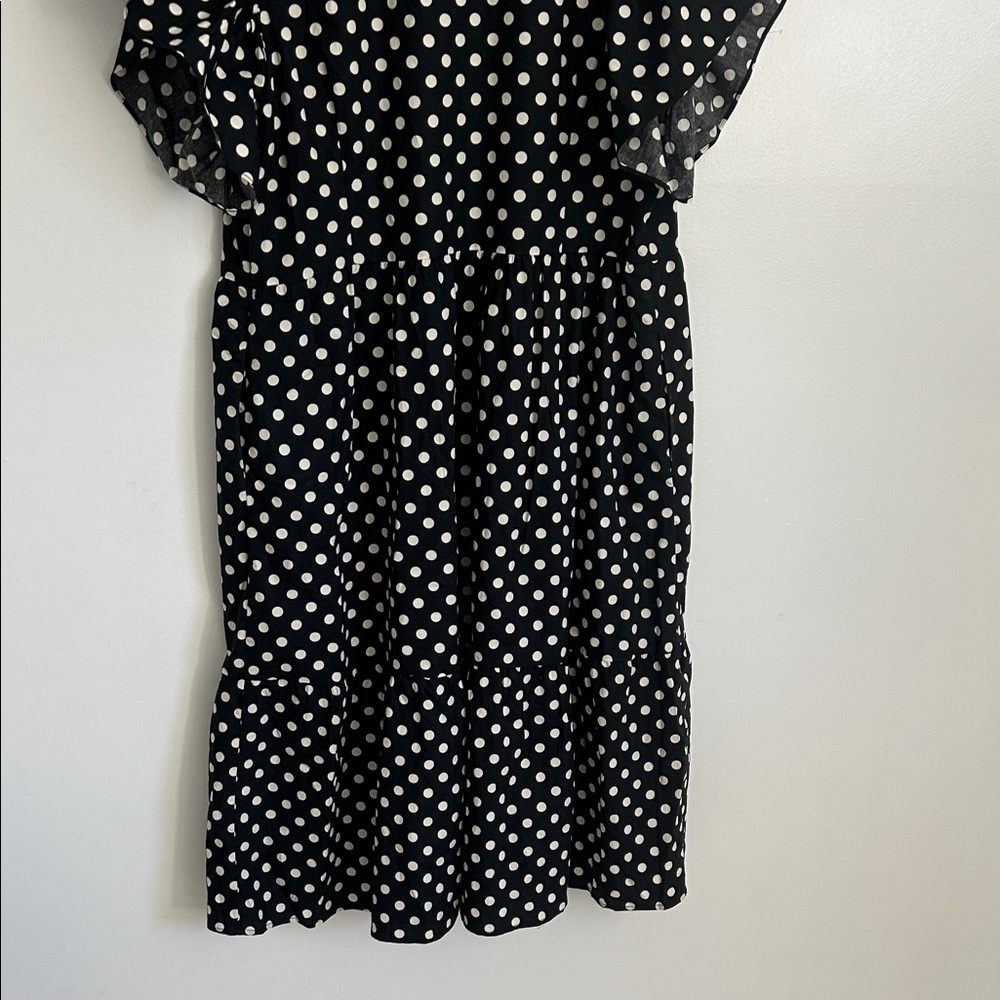 Who What Wear Black and White Polka Dot Dress - Picture 6 of 6